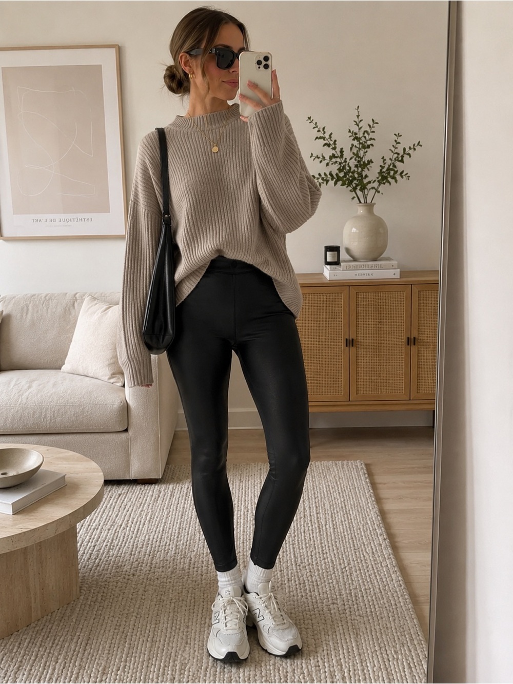 SPANX Faux Leather Leggings Black High Rise Shaping Pants M